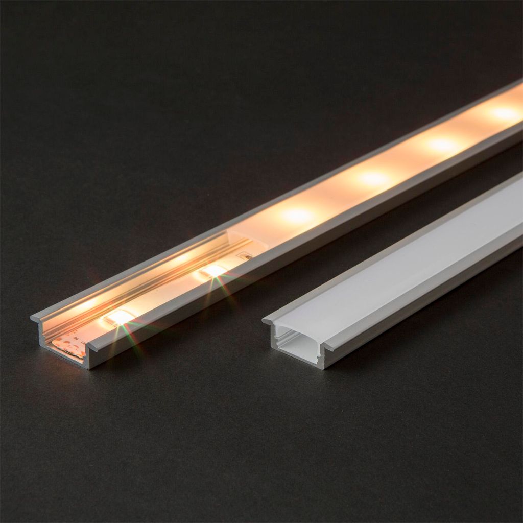 Aluminium LED-Profil U-Form - 1 m - 23 x 8 mm - zur Montage und Kühlung von LED-Streifen - geeignet für Küche, Sockelleisten, Fliesenfugen, Rega...