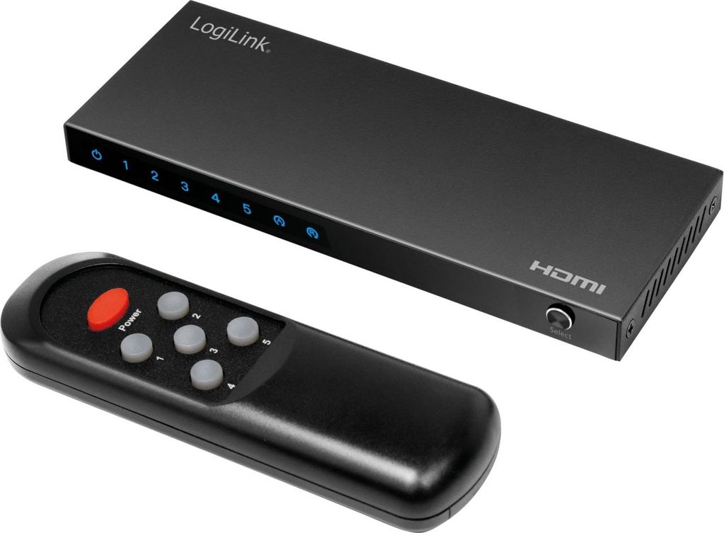 LogiLink Switch HDMI 5x1-Port 4K/60Hz HDCP HDR CEC RC - Switch - 5-Port