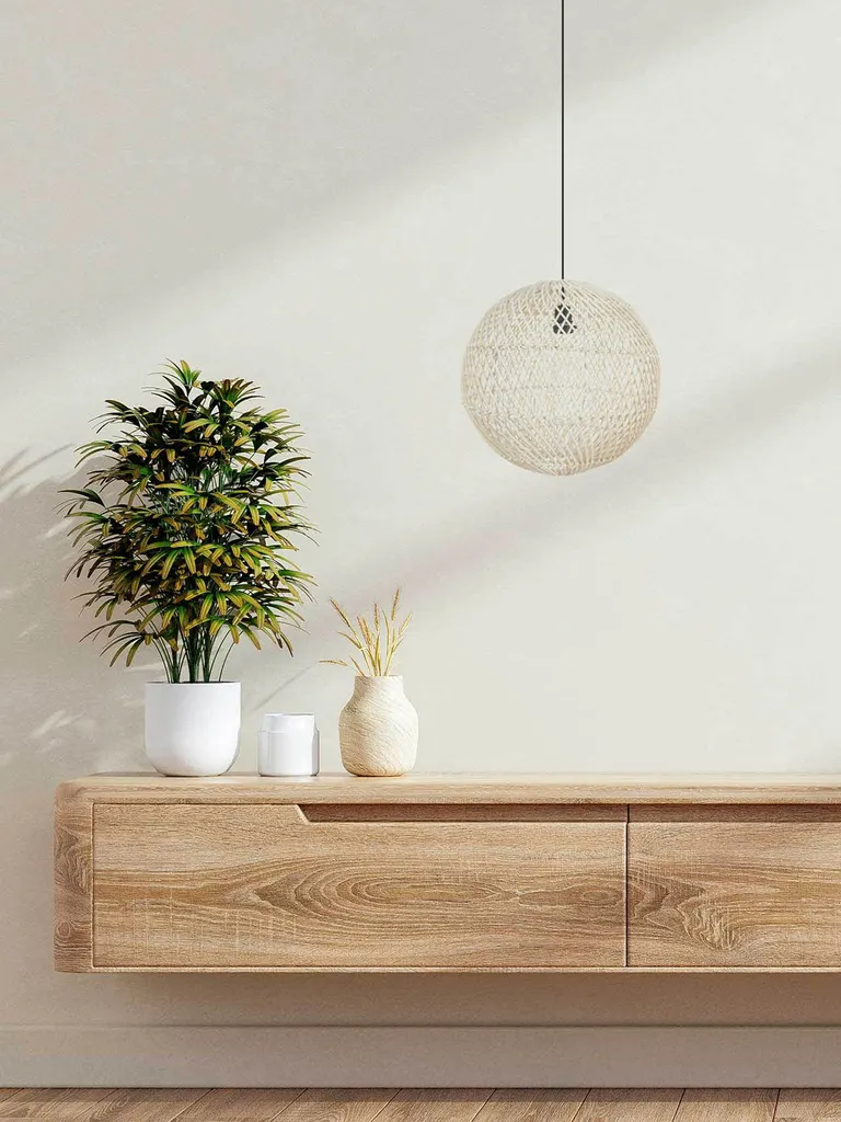 VIVANNO ROTANG Lampada Sospesa Rattan 40cm Crema - Robusta e Bella - 2