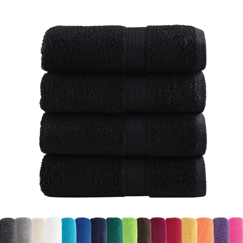 4 Asciugamani Sport SOLUND 30x30 cm Nero | Spugna 600 g/m² vidaXL