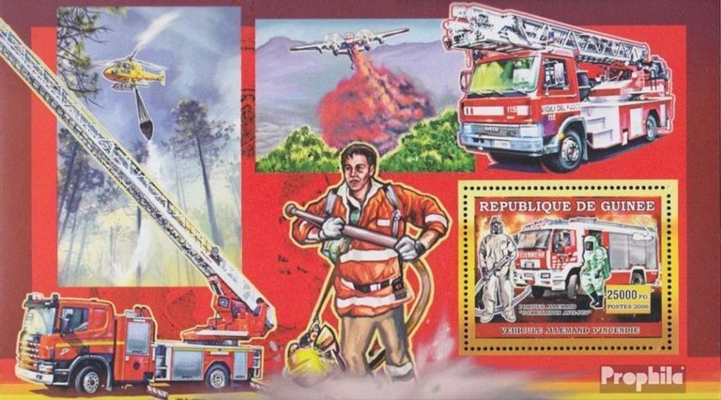 Briefmarken Guinea 2006 Mi Block 1071 (kompl. Ausgabe) postfrisch DEUTSCHE FEUERWEHRFAHRZEUGE