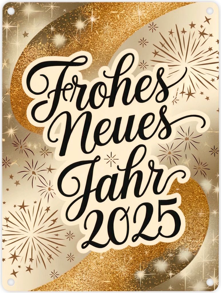 Frohes Neues Jahr 2025 Metallschild in 15x20 cm
