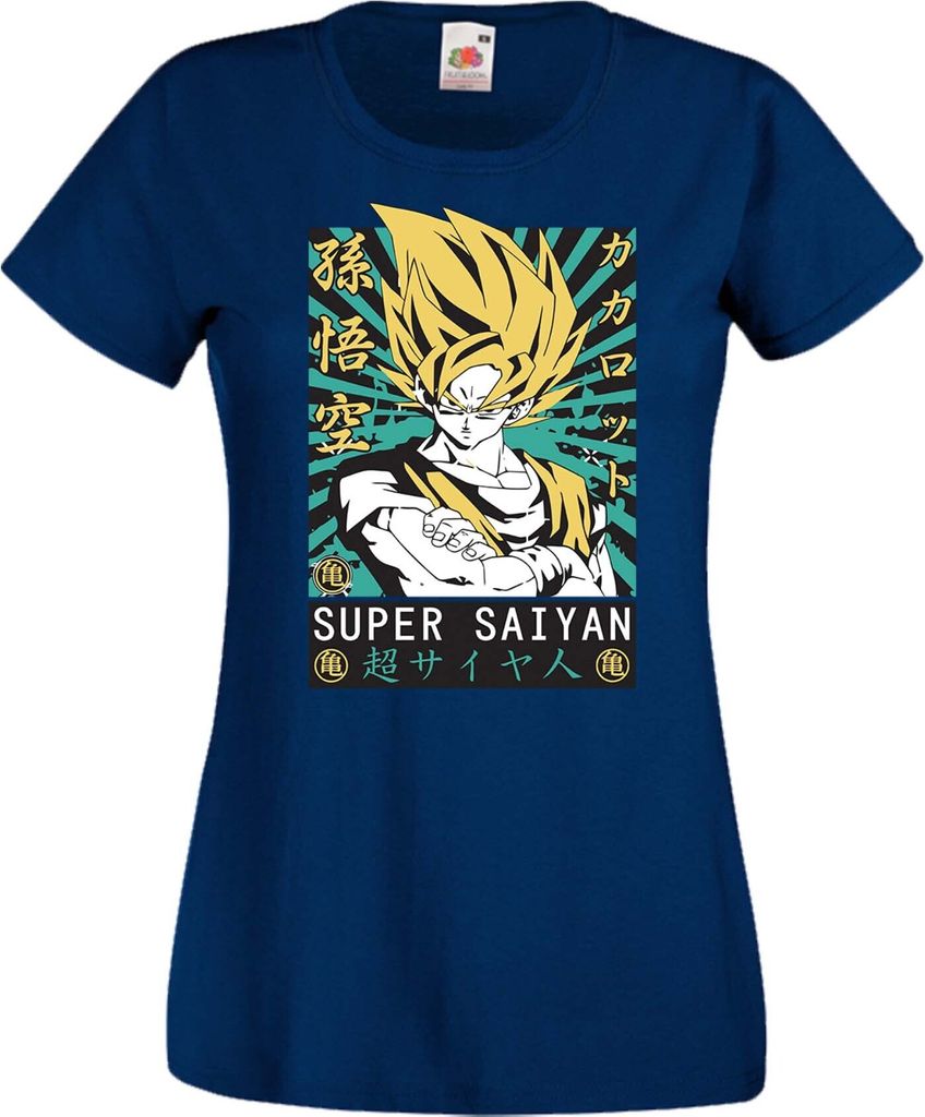 Damen T-Shirt Anime Manga Dragon Anime Manga Ball Z 15 Ssg, Lady XL / Dunkelblau