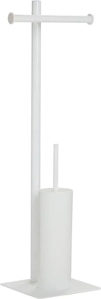 Ensemble WC 2 en 1 porte-papier et balayette en métal blanc design chic