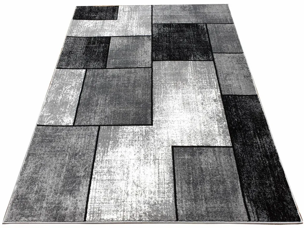 Tapis 200x290 cm DEMIAN gris noir blanc - Grand tapis de salon moderne