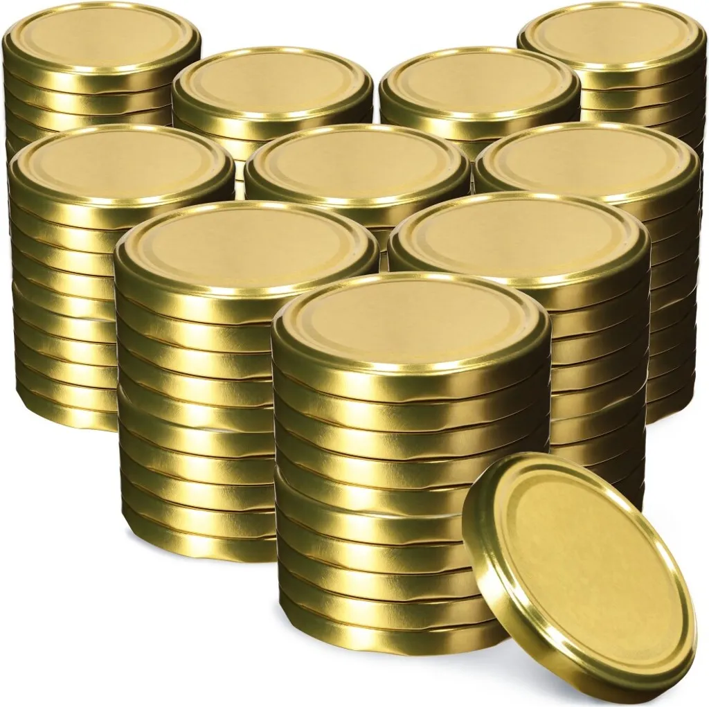 KADAX Virbo Oro 82mm: 100 Coperchi Metallici per Conserve Sicure