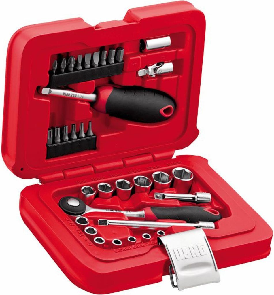 USAG U06010001 Sechskant-Steckschlüsseleinsätze, Modulbox, 34-teilig