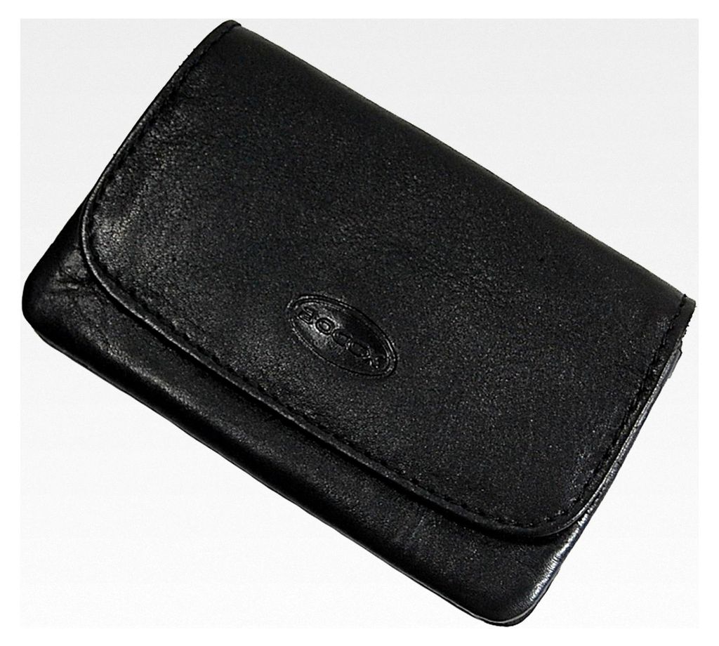 Kleine Gürteltasche aus echtem Leder mit Gürtelschlaufe (Schwarz)