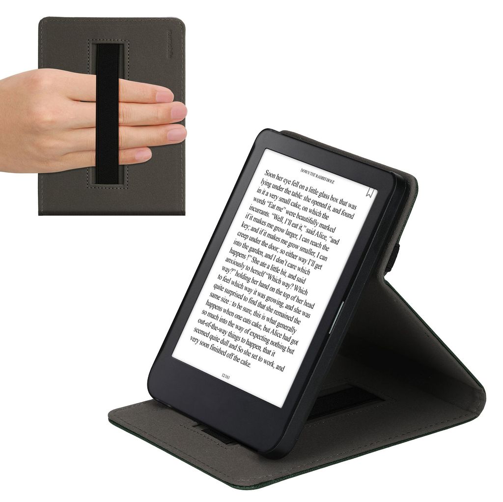 kwmobile Schutzhülle kompatibel mit Kobo Clara 2E / Tolino Shine 4 - Hülle e-Reader mit Schlaufe Ständer - - Dunkelgrün