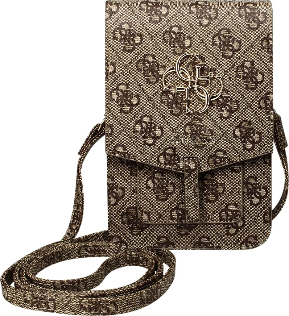 Guess Étui Smartphone Motif 4G avec Porte-Cartes Intégré Marron Chic