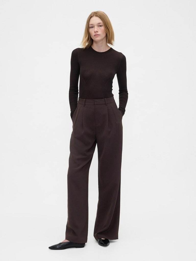 GAP 365 Hosen für Damen mit weiten Beinen und hohem Bund, Braun, Größe 8