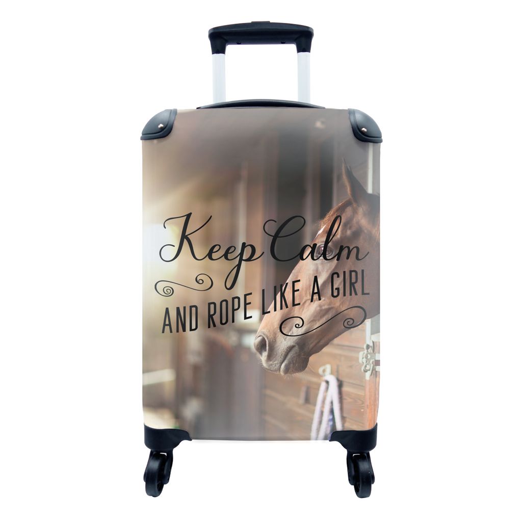 MuchoWow Koffer Handgepäck Trolley Rollkoffer Kleine Reisekoffer mit 4 Rollen - Pferde - Sprichwörter - Pferd - Braun - Cabin Size < 55x40x23 c...