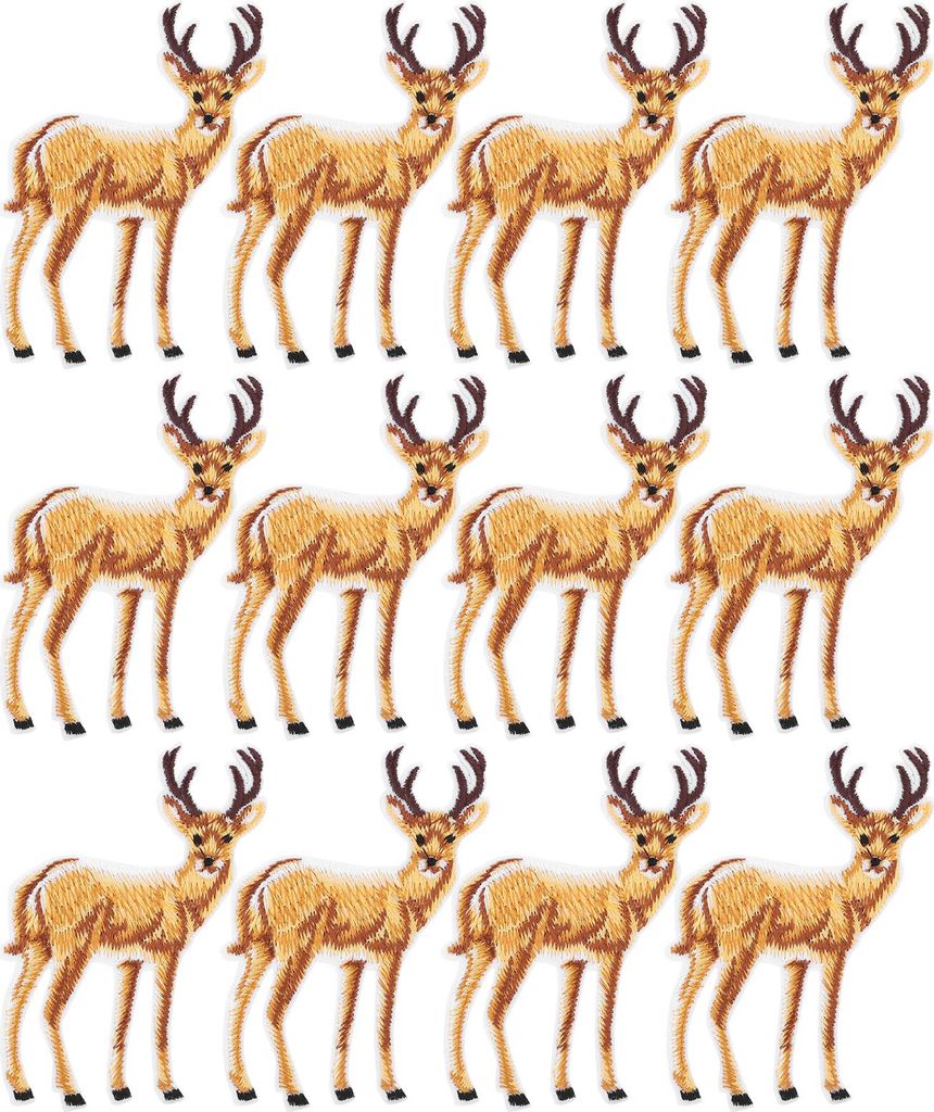 12 Stück Stickerei Tuch Aufkleber Hirsch Eisen Motiv Applikation Patches Kleidung Tasche Zubehör