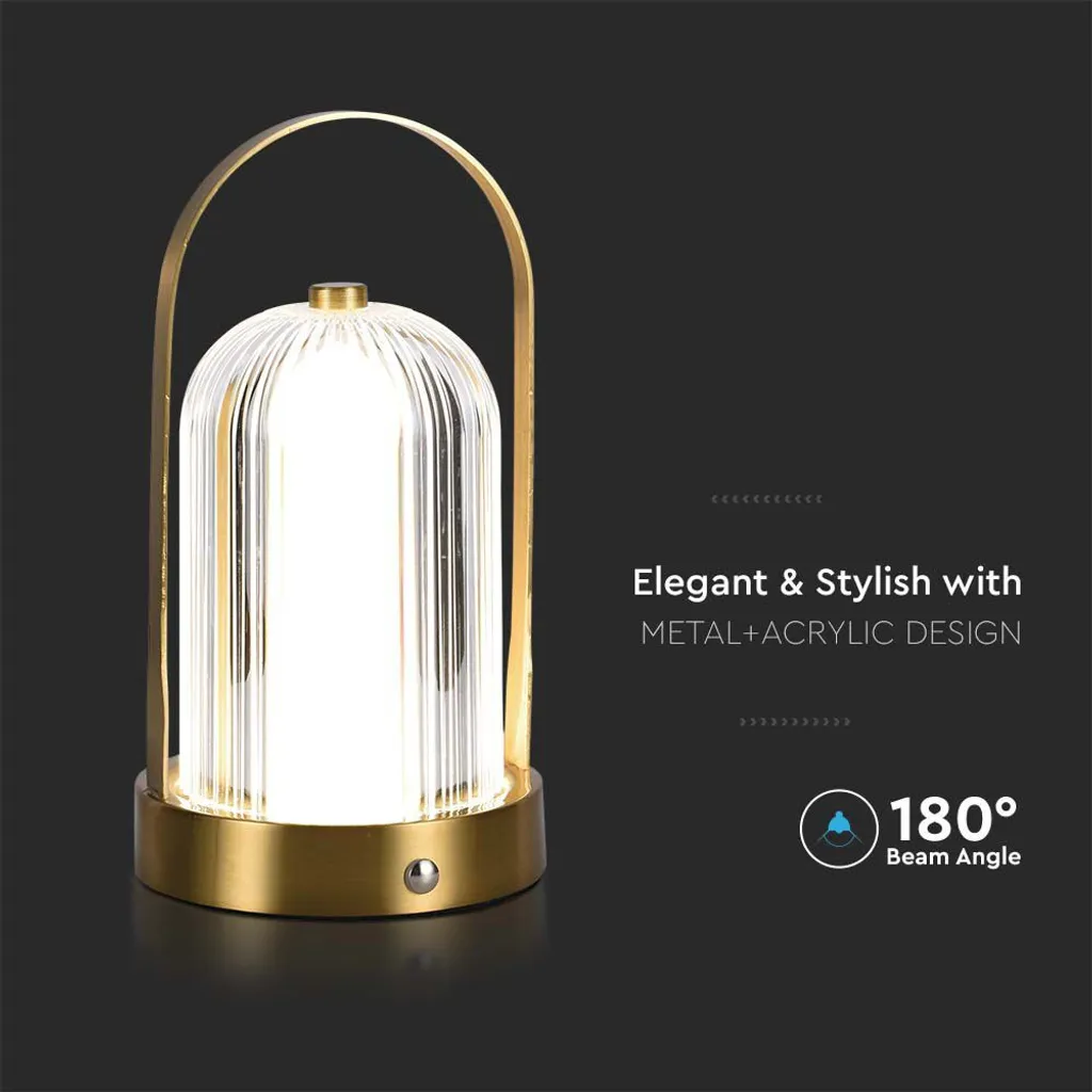 LED Solution Gold Lampe de table rechargeable 225mm 1W - Modèle 7989 - 7