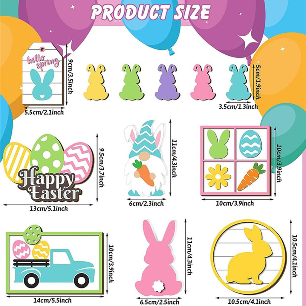 12 Teile/satz Ostern Tiered Tablett Nachbildung Set Bunny Ei Auto Gnome Form Ostern Holz Zeichen Bauernhaus Frühling Ostern Nachbildung