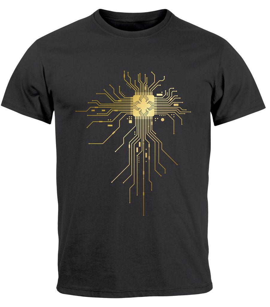 Herren T-Shirt Computer Programmierer CPU Prozessor Technik-Nerd Geek Fun-Shirt lustig Moonworks dunkelgrau M