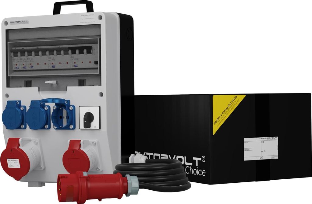 Stromverteiler TD-S/FI SKH 32A 16A 3x230V Kabel & Nockenschalter 0-1 Doktorvolt DV-0007-D