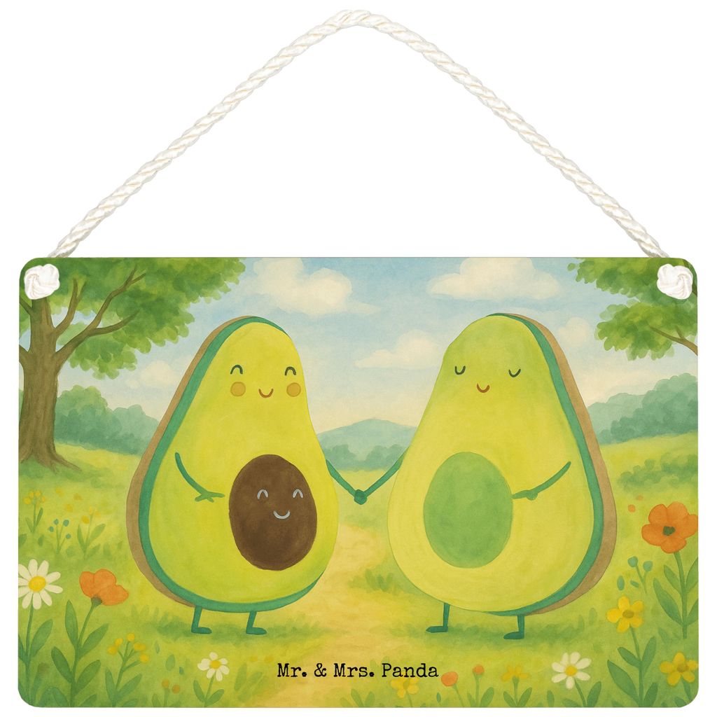 Mr. & Mrs. Panda Schild Avocado Pärchen Design DIN A6 - Weiß - Geschenk, Wandschild, kleine aufmerksamkeit, Türschild, Avocados, Wandbild Holz, ...