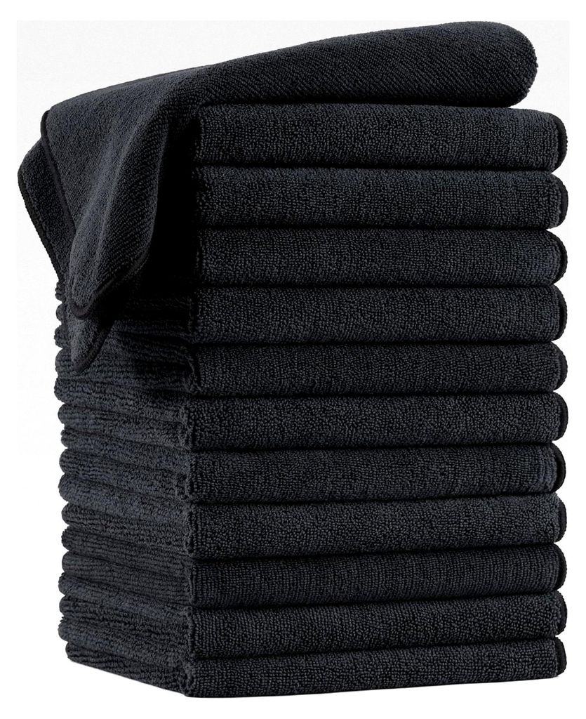 Profi-Handtücher für Friseure - schnelltrocknend und fusselfrei - Mikrofaser - Schwarz - 40 x 73 cm - 12 Stück