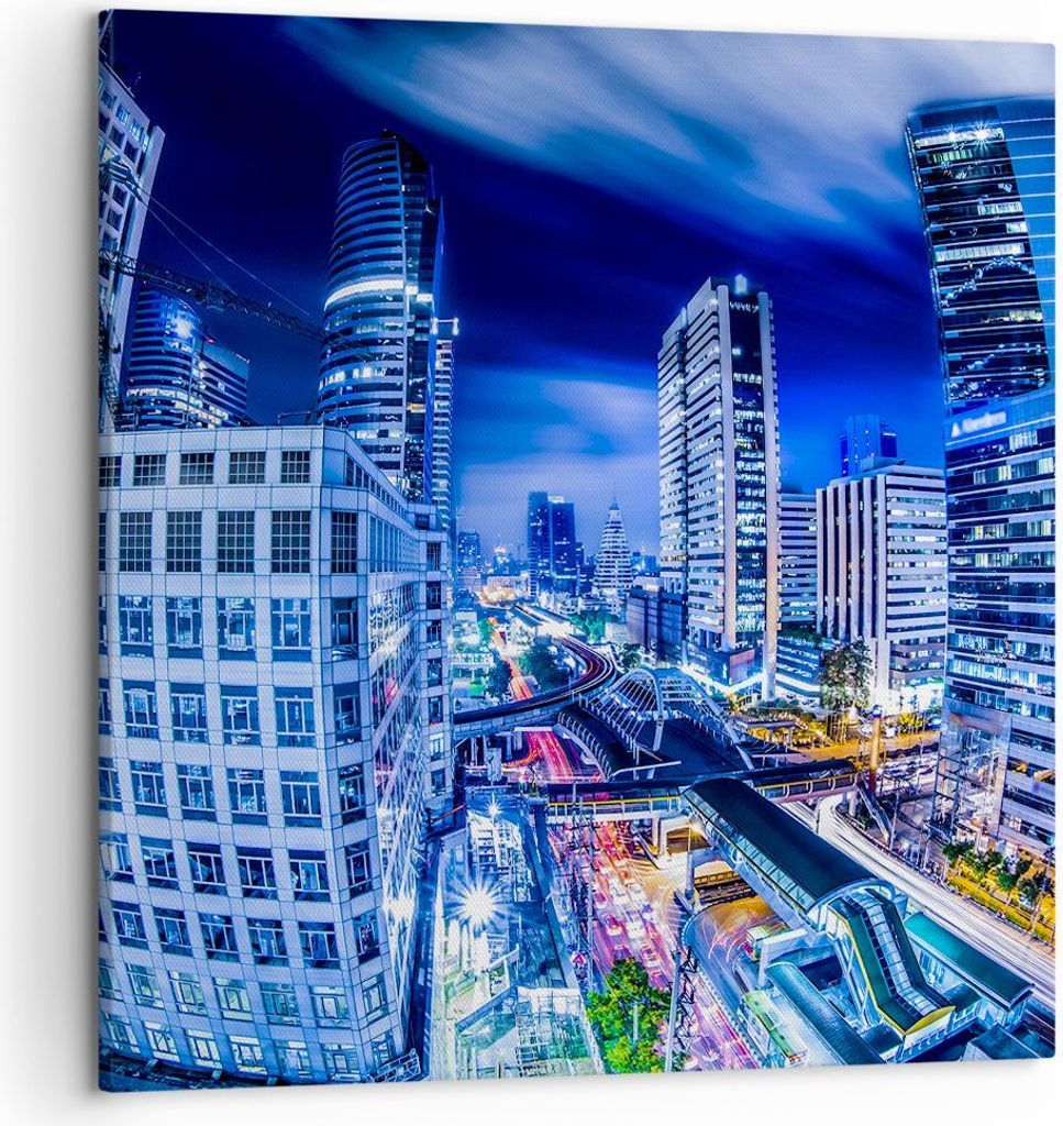 Bild auf Leinwand - Leinwandbild - Asien bangkok stadt architektur - 50x50cm - Wand Bild - Wanddeko - Leinwanddruck - Bilder - Kunstdruck - Wanddek...