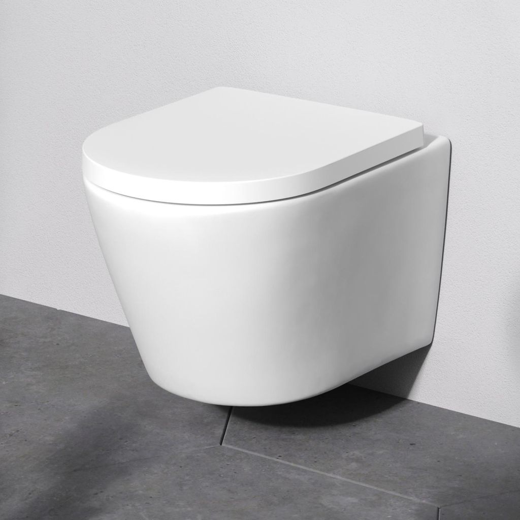 AM.PM Hänge-WCs, WC, Toilette, hänge WC spülrandlos, hänge WC, WC spülrandlos, Wand WC, WC-Becken inkl. WC-Sitz mit Softclose-Absenkautomatik