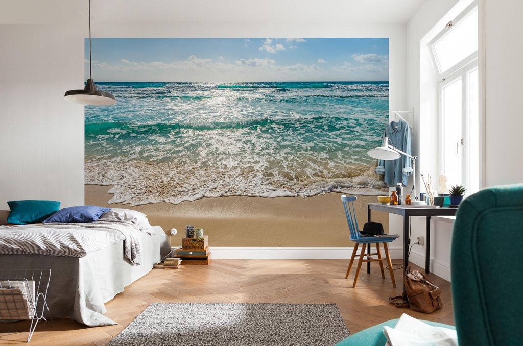 Komar Fototapete "Seaside", blau/beige, 368 x 254 cm