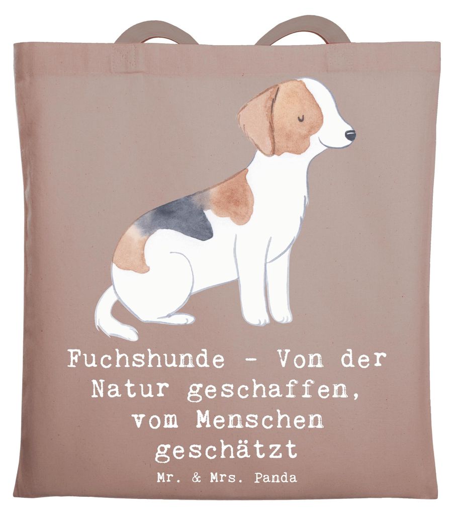 Mr. & Mrs. Panda Beutel Fuchshunde Liebe - Braun Pastell - Geschenk, Foxhound Eigenschaften, Uni Tasche, Jagd, Schultasche, Intelligenz, Hunderasse...