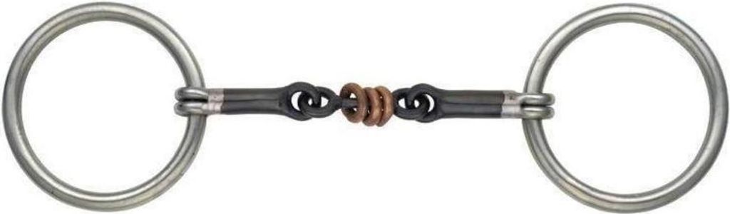 Shires - Eisen (nicht rostfrei) Roller-Trense Ring-Trense ER732 (5,25 in) (Schwarz)