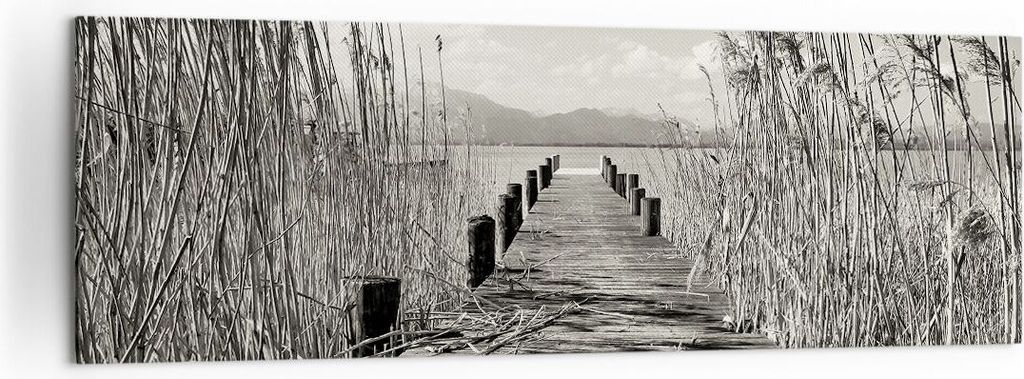 Bild auf Leinwand - Leinwandbild - Einteilig - Brücke Pier Sepia - 160x50cm - Wand Bild - Wanddeko - Wandbilder - Leinwanddruck - Bilder - Wanddek...