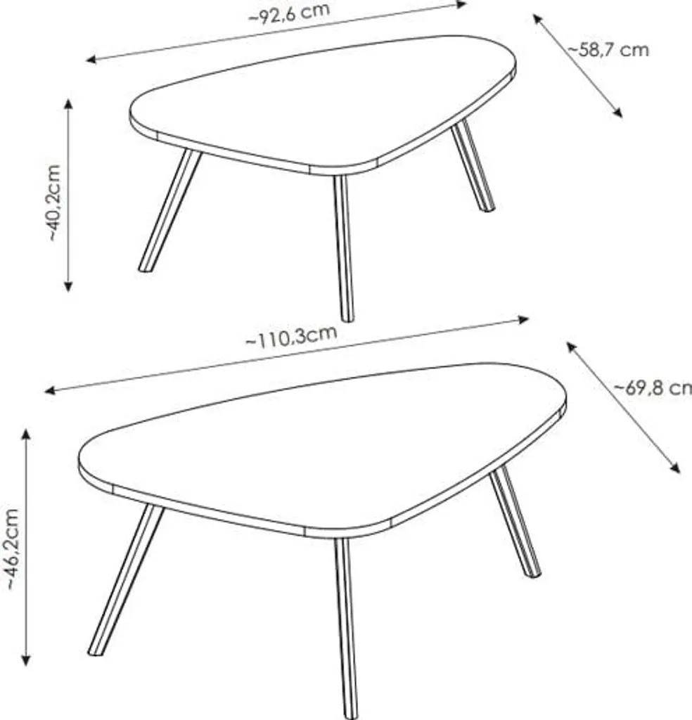 Tables basses Relax laquées blanc et bois - Ensemble robuste et design - 2