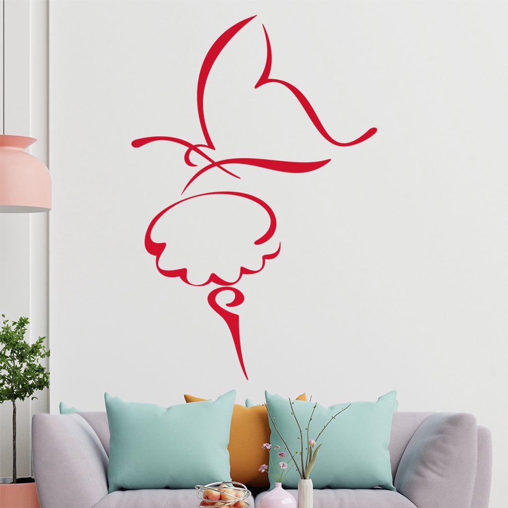 Schmetterling Linien Wandtattoo in 6 Größen - Wandaufkleber Wall Sticker - Dekoration, Küche, Wohnzimmer, Schlafzimmer, Badezimmer