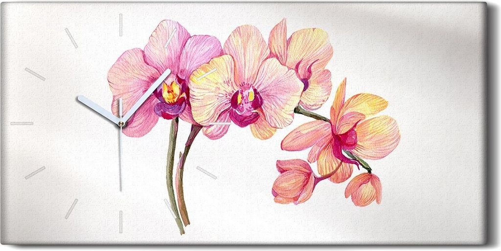 Dekor Leinwand Uhr Wandbilder Geräuschlos 60x30 Malerei Blumen Zweig Kunst - weiße Hände