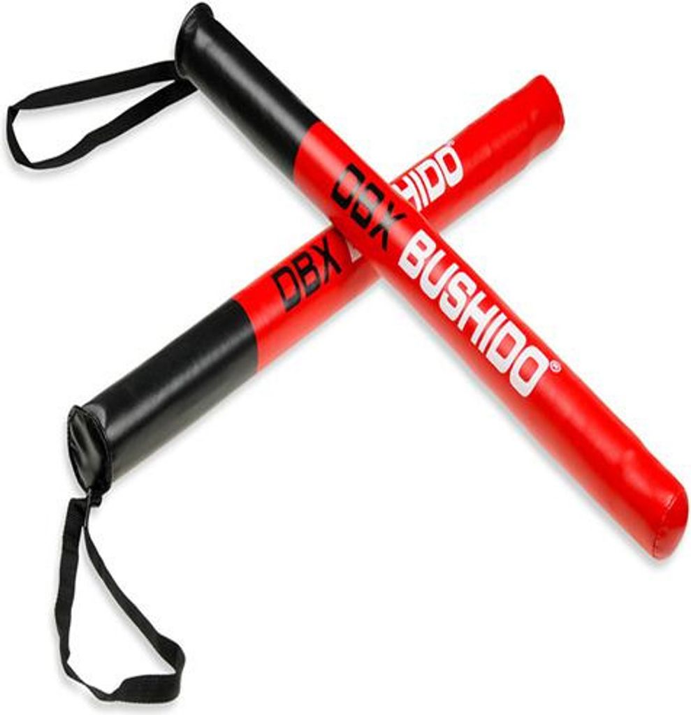 DBX BUSHIDO Trainingsstöcke, verstärktes Synthetik-Leder, 50 x 3,5 cm, schwarz-rot