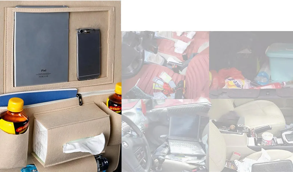 Borsa Portaoggetti Auto Professionale Beige 40x55 | Organizer Sedile
