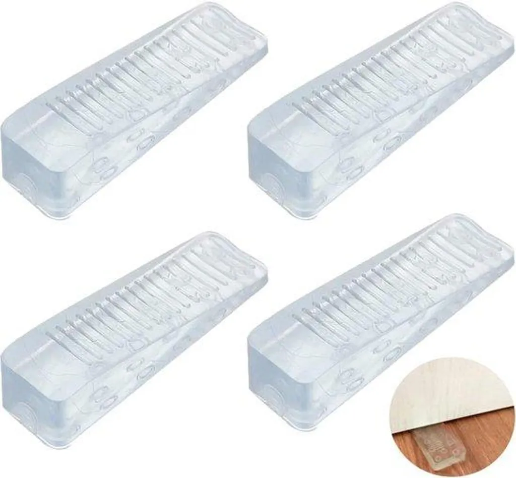 Lot de 4 butoirs de porte antidérapants transparents pour sol et carrelage