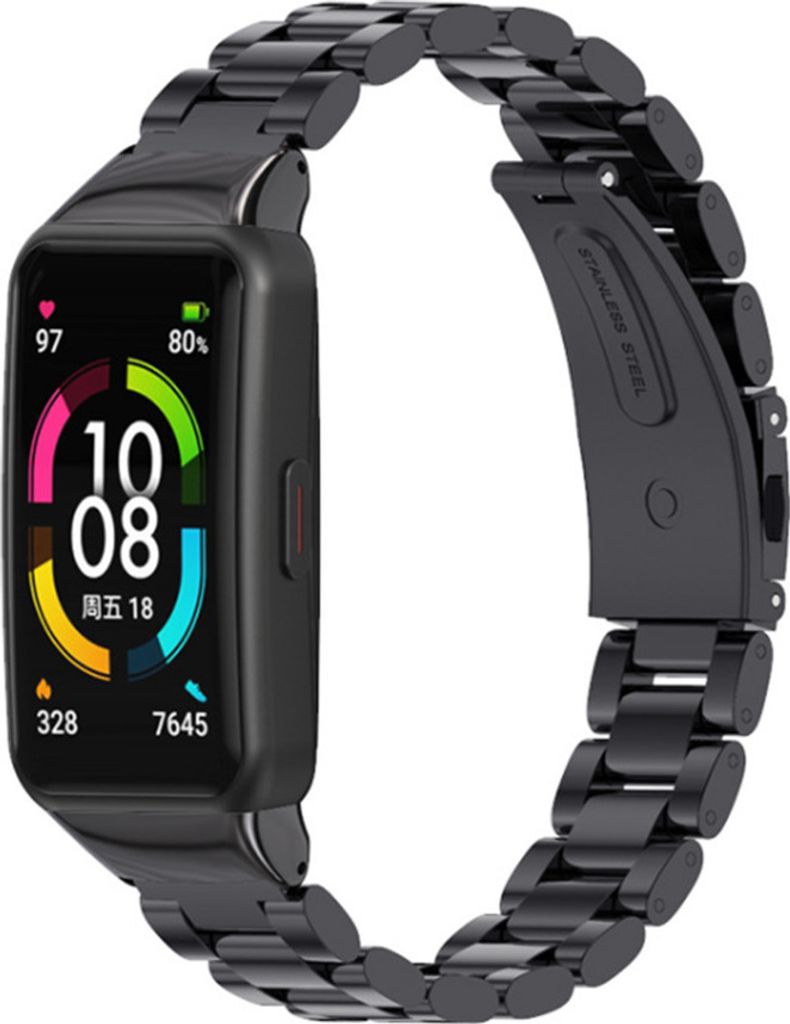 Strap-it Huawei Band 6 Stahlband (Schwarz)