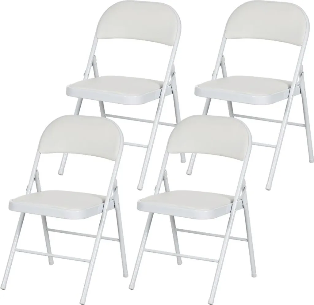 Chaise Pliante pour Réception et Salle d'Attente - Set de 4 Sièges Blancs