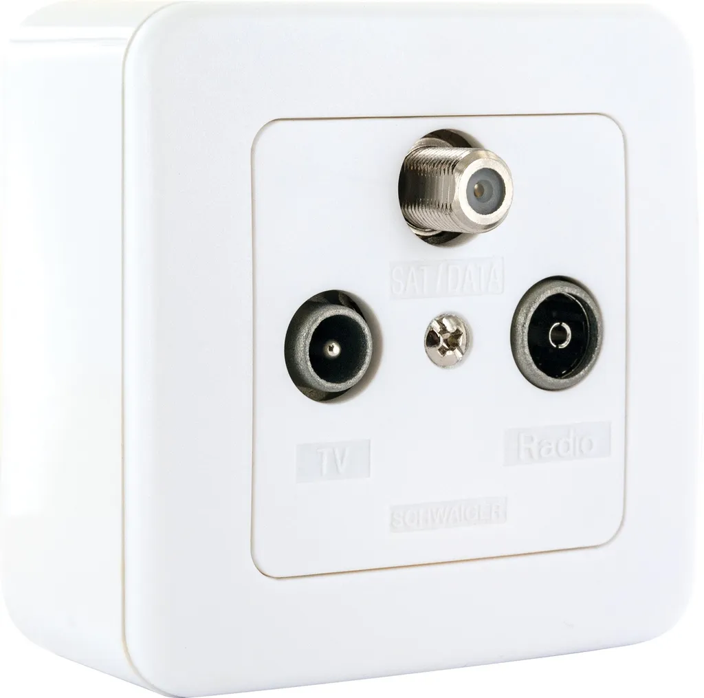 Prise Murale TV et Satellite Schwaiger DSE950531 Set avec Cadre Blanc