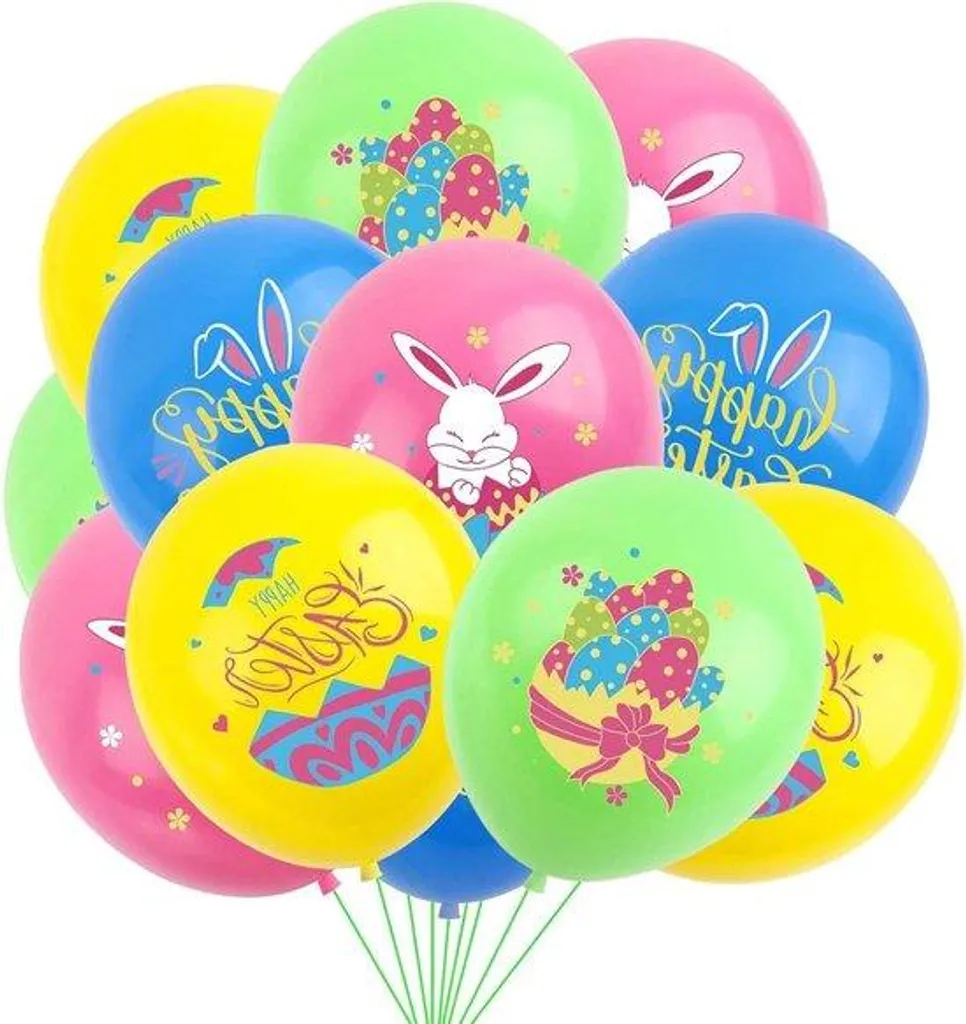 Décoration de Pâques : Œufs, lapins et ballons colorés (pack festif)
