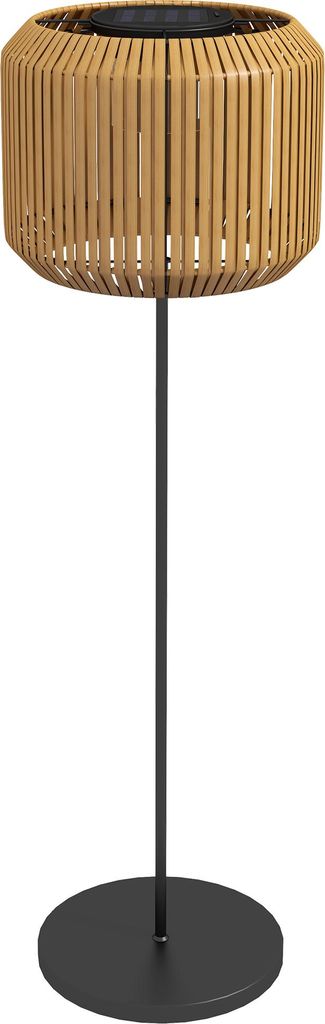 Rattan Außenleuchte, Solar Gartenlampe, Einschaltautomatik, LED, Metallrahmen, Ø34 x 130cm, Schwarz/Gelb