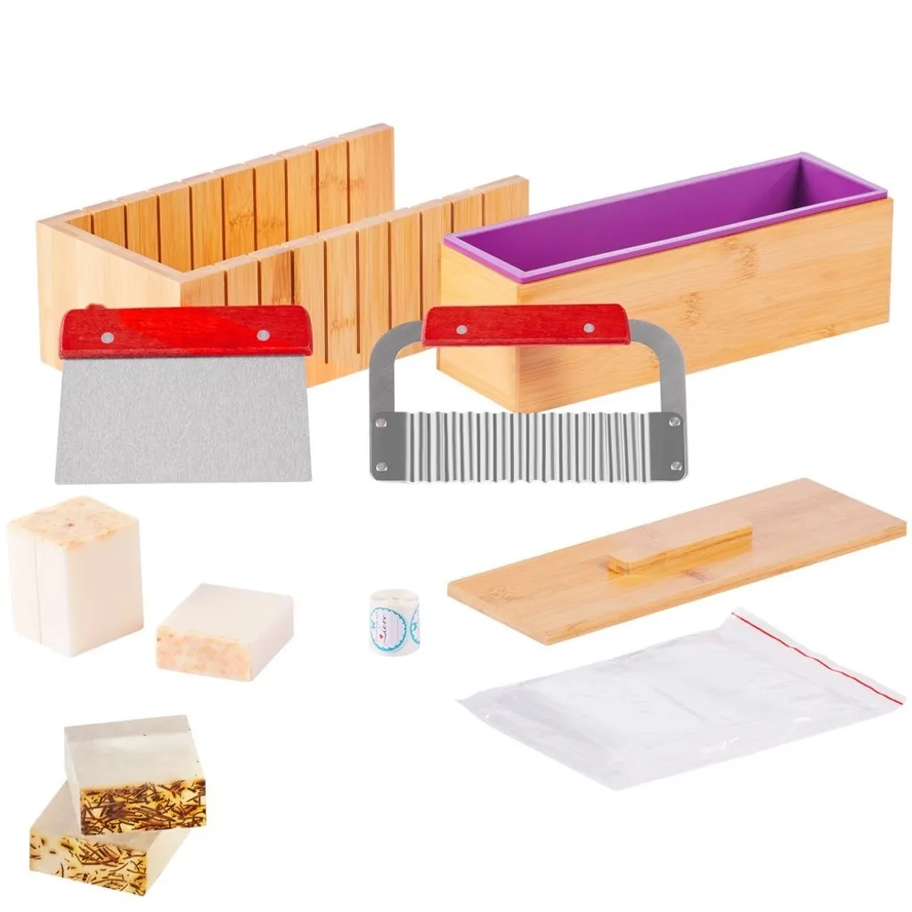 Set Taglierina Sapone 1301mL - Stampo Silicone e Scatola Bambù Professionale