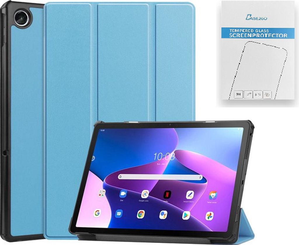 Case2go - Hülle kompatibel mit Lenovo Tab M10 Plus 3rd Gen 10.6 (2022) - - Kunstleder Tablet Case Schutzhülle - Hellblau