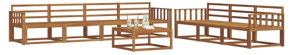 Best Möbel Outdoor-Sofagarnitur Moderne - HOMMIE - Gartenlounge Set/Outdoor Sofa - 8 pcs Natur Massivholz Akazie - Gartensofas designMöbel77071