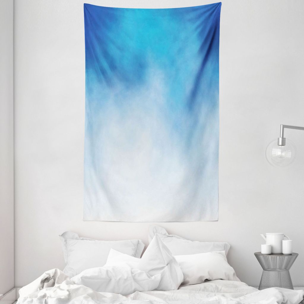 ABAKUHAUS Blau Wandteppich und Tagesdecke, White Cloud in Clear Sky aus Weiches Mikrofaser Stoff Waschbar ohne Verblassen Digitaldruck, 140 x 230 c...