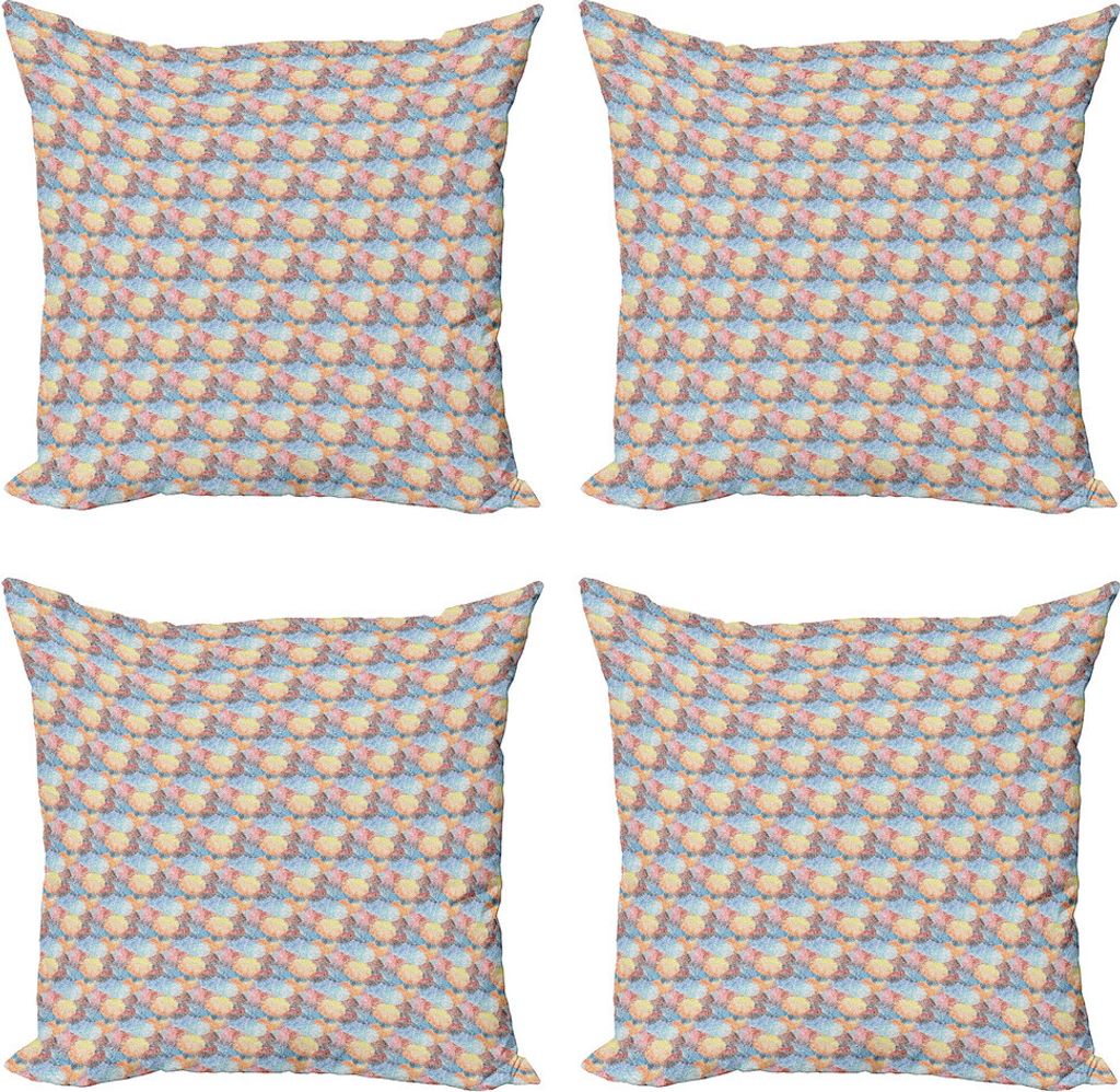 ABAKUHAUS Bunt Kissenbezug Set (4 Stück), Maßwerk Kreisformen, Moderner Doppelseitiger Digitaldruck, 40 cm x 40 cm, Mehrfarbig
