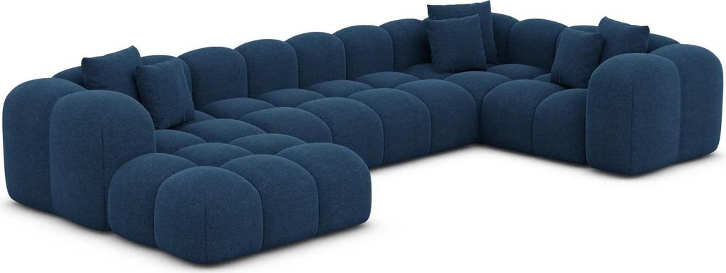 Strukturstoff U-Form XL Wohnlandschaft Valora Dunkelblau Links
