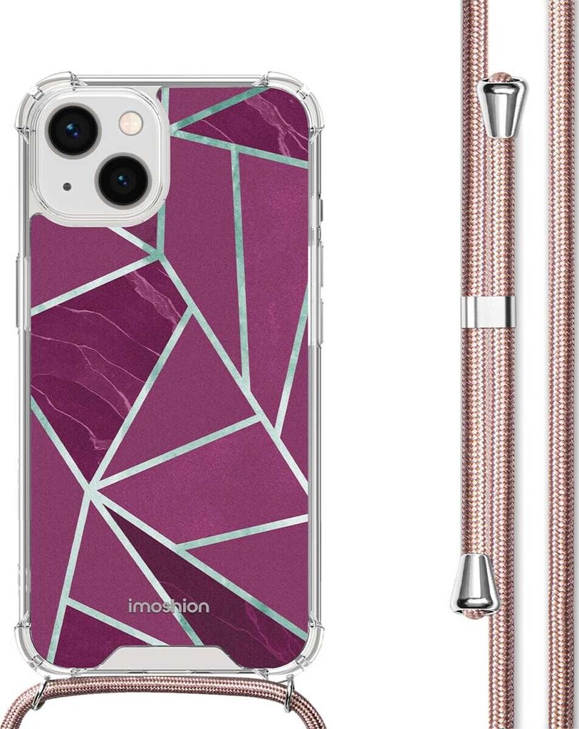 imoshion Design Hülle mit Band iPhone 14 - Bordeaux Graphic