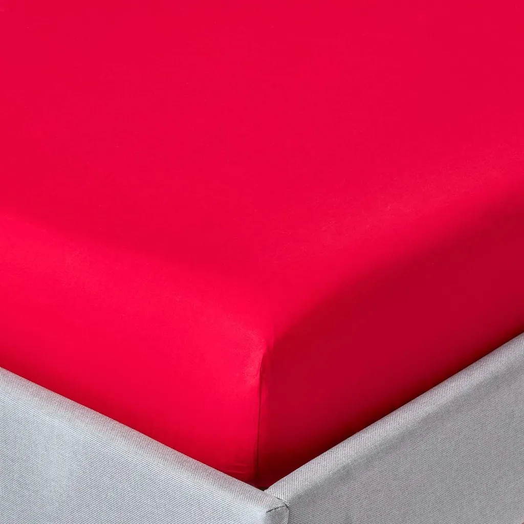 HOMESCAPES lenzuolo matrimoniale rosso, numero di fili 200, 140 x 190 cm