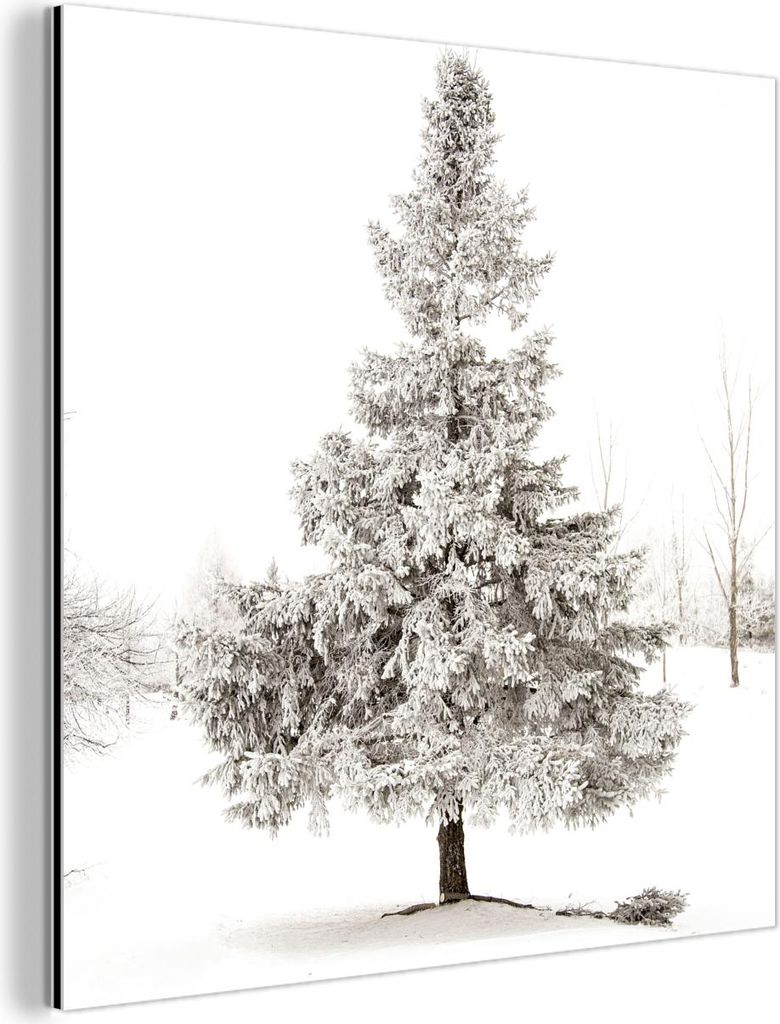 MuchoWow Wanddekoration Metall Metallbild Wandkunst 90x90 cm Winter - Baum - Schnee - Natur - Jahreszeiten MuchoWow Aluminium Gemälde - Dekoration...