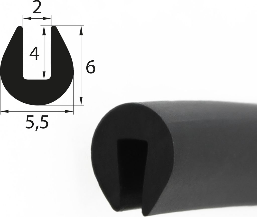 V56 Fassungsprofil Fassungsbereich 2 mm Kantenschutz EPDM Produktbild 